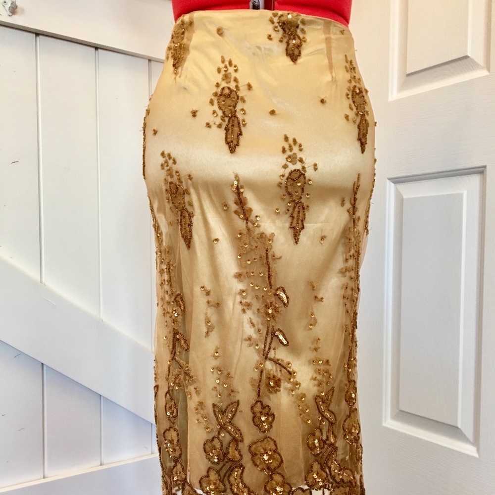 Arden B Satin Tulle Beaded Sequin Skirt S